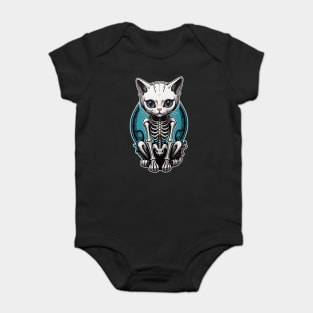 White Skeleton Cat 3 Baby Bodysuit